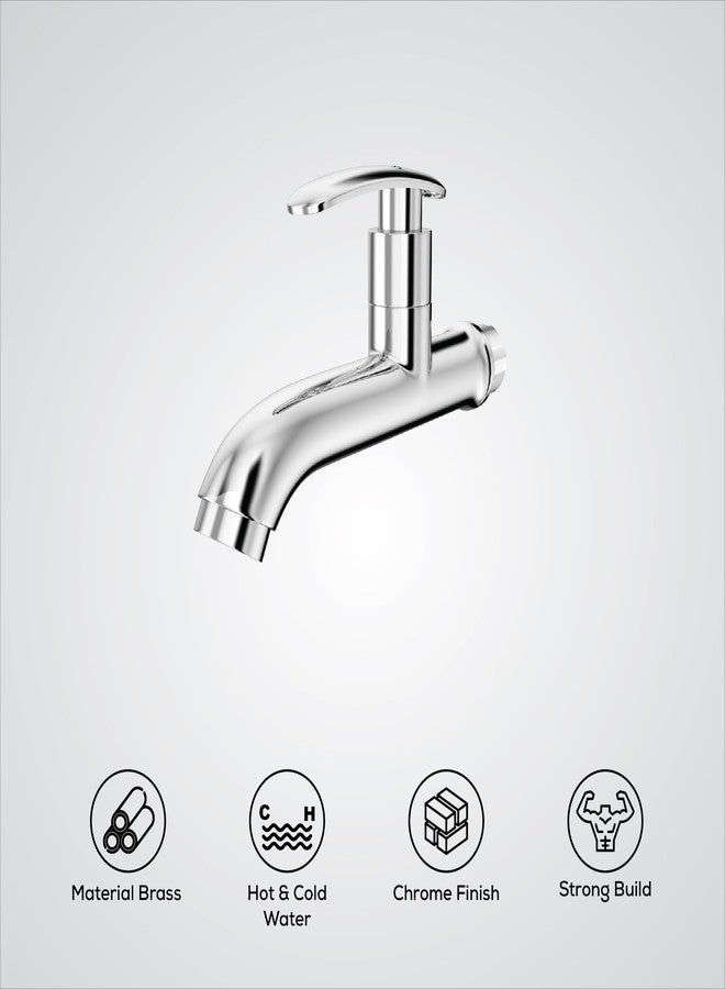 Gloxy Premium Brass Short Body Foam Flow Bib Cock with Wall Flange & Chrome Finished Riva Lever for Kitchen Sink, Wash Basins, Bathrooms, Washing Areas & Gardens - 10 Years Warranty - Image 4